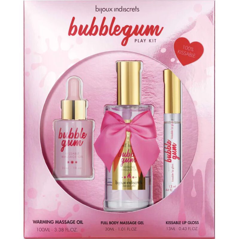 BIJOUX INDISCRETS - BUBBLEGUM PLAY KIT CON OLIO, GEL E LUCIDA LABBRA