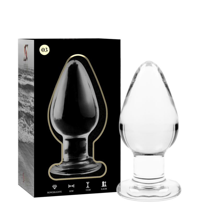PLUG ANALE IN VETRO - 11 X 5 CM -TRASPARENTE
