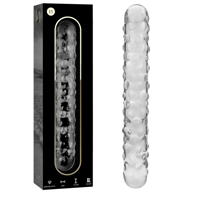 DILDO IN VETRO - 18,5 X 3 CM - TRASPARENTE