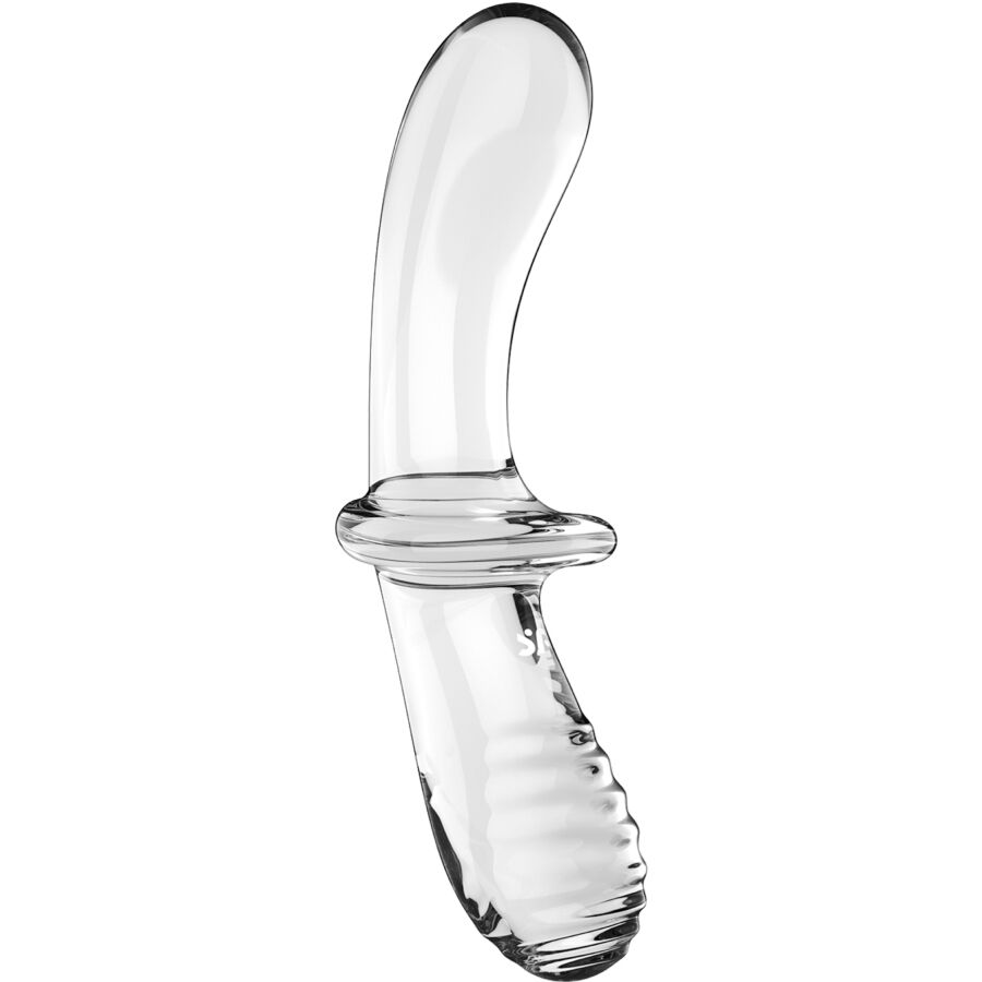DILDO DOPPIO CRISTALLO TRASPARENTE