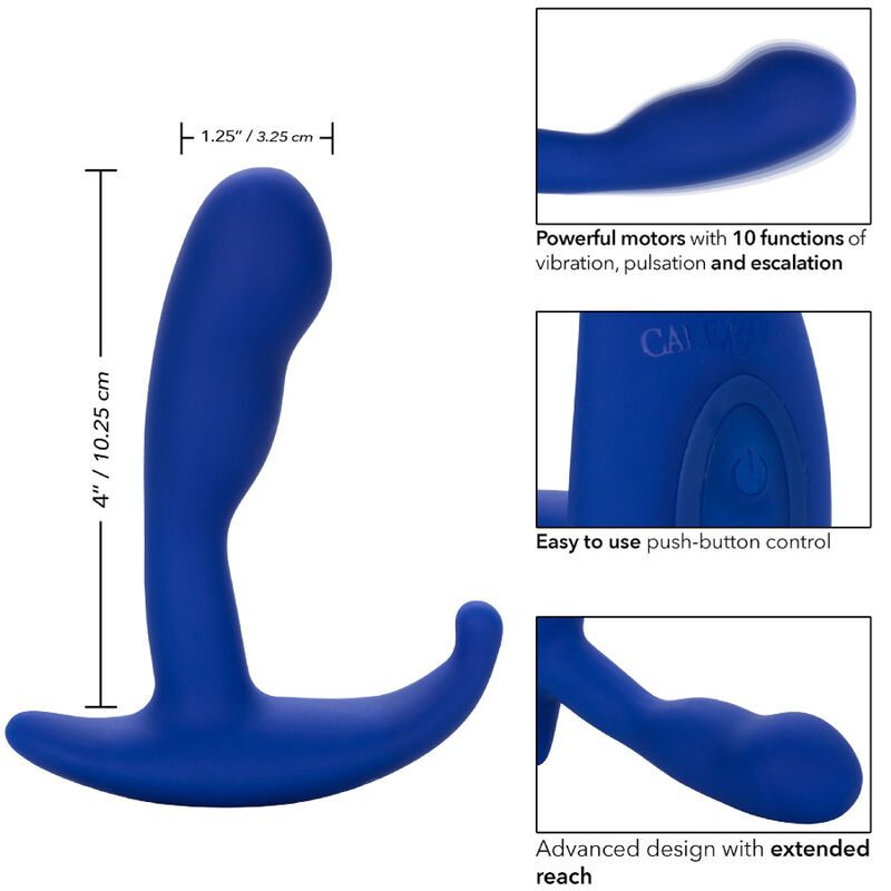 STIMOLATORE ANALE CURVO E VIBRATORE BLU