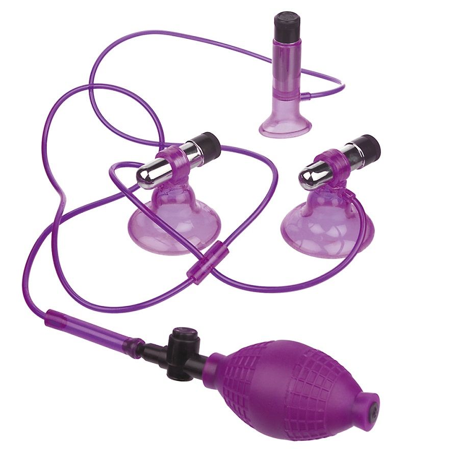 TRIPLE VENTOSE VIBRANTI PER CAPEZZOLI E VAGINA FANTASY FETISH