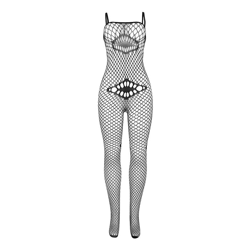 SUBBLIME - 952112 BODYSTOCKING A RETE CON DETTAGLI SU PETTO E PANCIA NERO TAGLIA UNICA