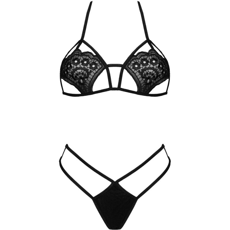 LIVCO CORSETTI FASHION - JIMENA LC 20216 REGGISENO + PERIZOMA NERO TAGLIA UNICA
