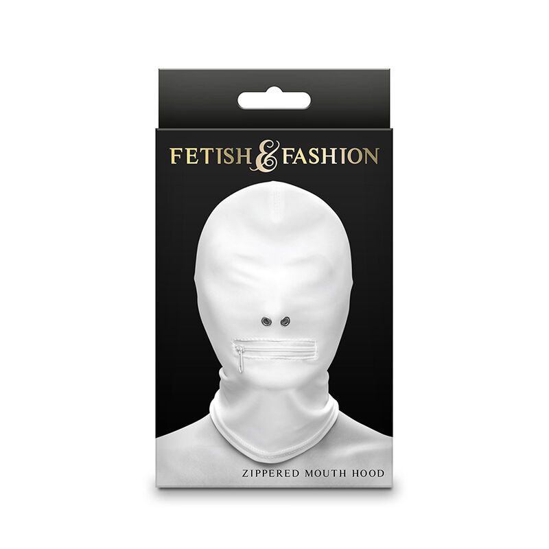 NS NOVELTIES - FETISH  FASHION CAPPUCCIO BOCCA CHIUSA CON CERNIERA NYLON BIANCO