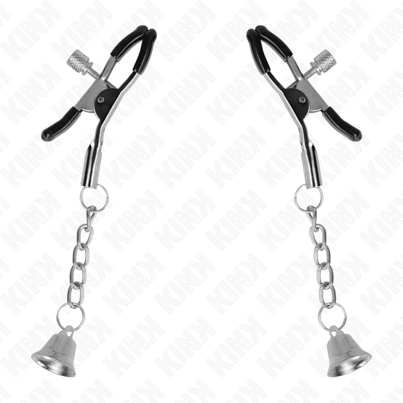 KINK - MORSETTI PER CAPEZZOLI CON CIONDOLO CAMPANELLA IN ARGENTO 6 CM
