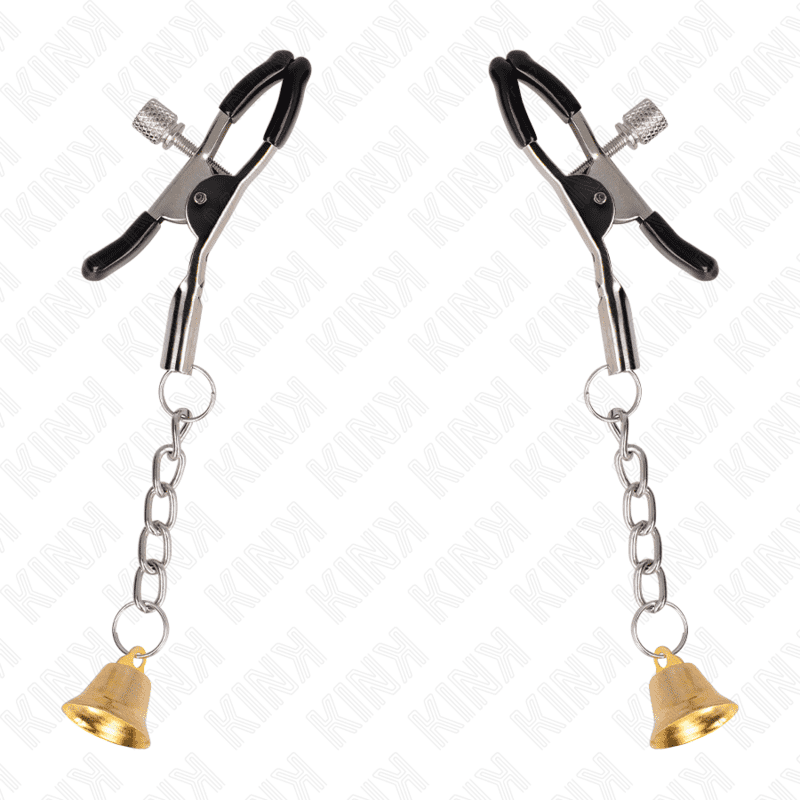 KINK - MORSETTI PER CAPEzzoli CON PENDENTE CAMPANELLA IN ORO 6 CM