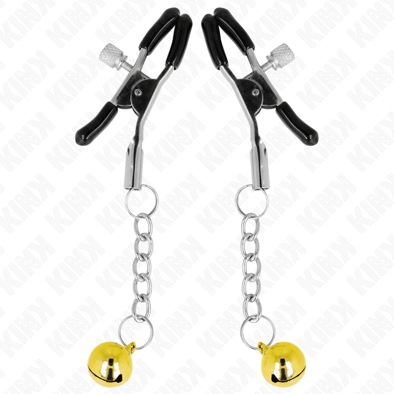 KINK - MORSETTI PER CAPEZZOLI CON PENDENTE JINGLE BELL ORO 6 CM