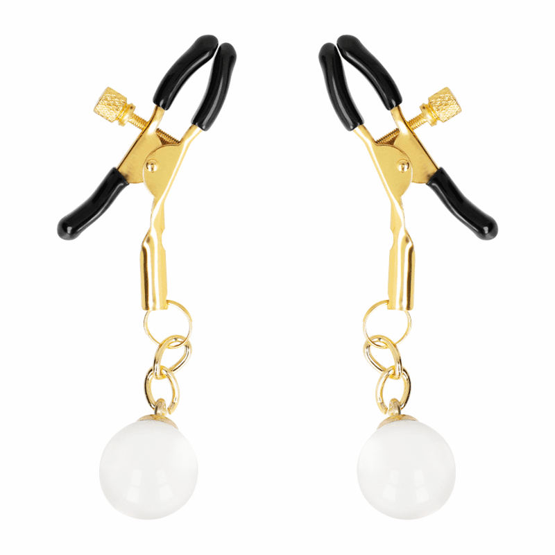 KINK - MORSETTI PER CAPEZZOLI CON PERLINE DI VETRO ORO 6 CM
