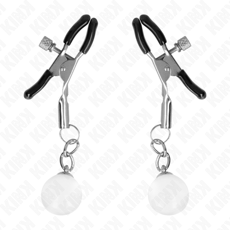 KINK - MORSETTI PER CAPEZZOLI PERLINE DI VETRO ARGENTO 6 CM