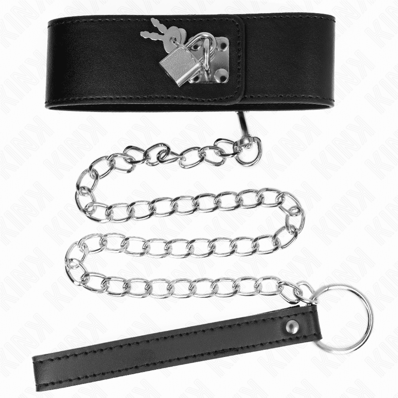 KINK - COLLANA CON CINTURA 65 CM CON CINTURINO LARGO NERO REGOLABILE 33,5-41 CM X 5 CM