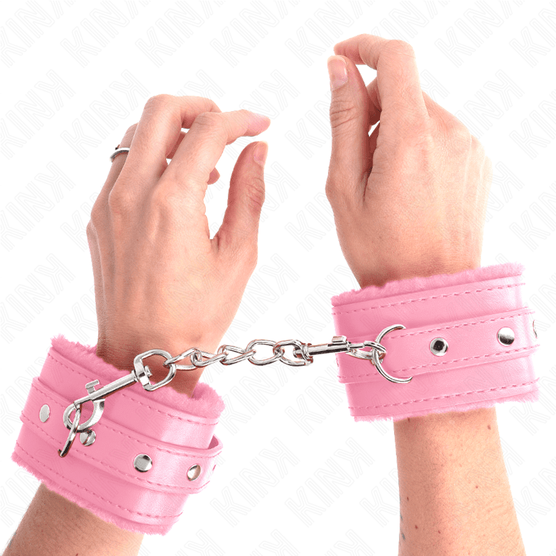 KINK - POGGIPOLSI PREMIUM RIVESTITI IN PELLICCIA ROSA CON CINTURA ROSA REGOLABILE 17-29 CM X 6 CM