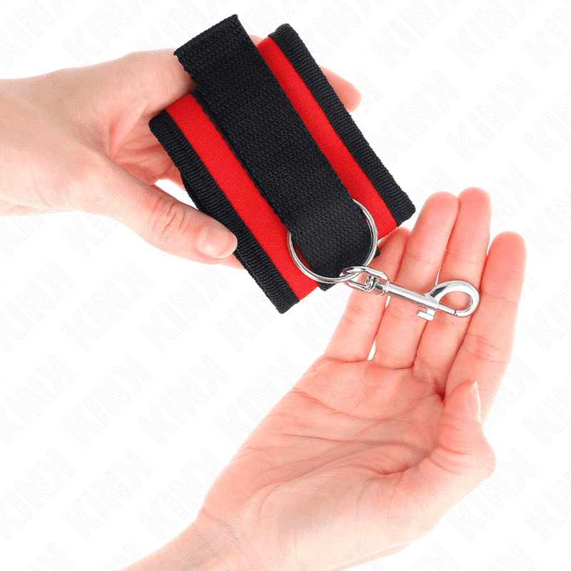 KINK - TENUTA DA POLSO IN NYLON HOOKLOOP ROSSO-NERO MODELLO 2 REGOLABILE 18-35 CM X 6 CM