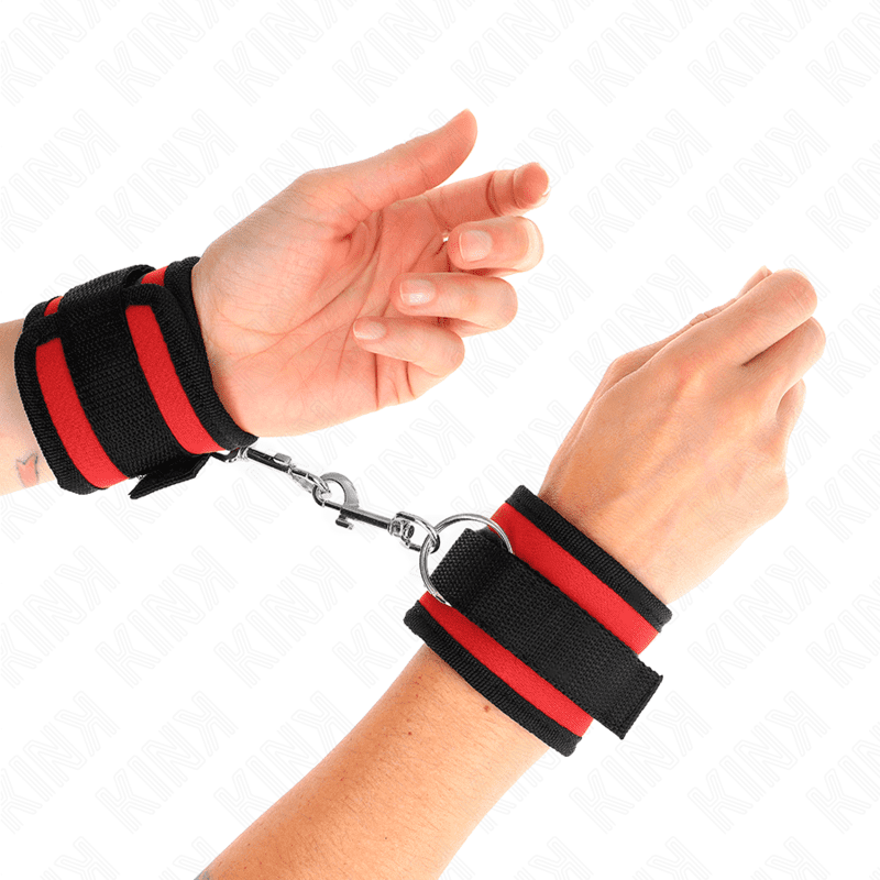 KINK - TENUTA DA POLSO IN NYLON HOOKLOOP ROSSO-NERO MODELLO 2 REGOLABILE 18-35 CM X 6 CM
