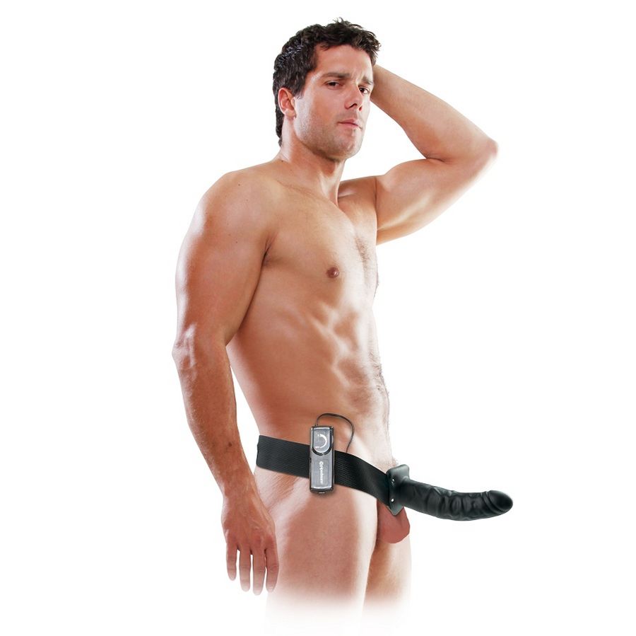 IMBRACATURA CON DILDO CAVO VIBRANTE FETISH FANTASY - 19 CM - CINTURINO NERO