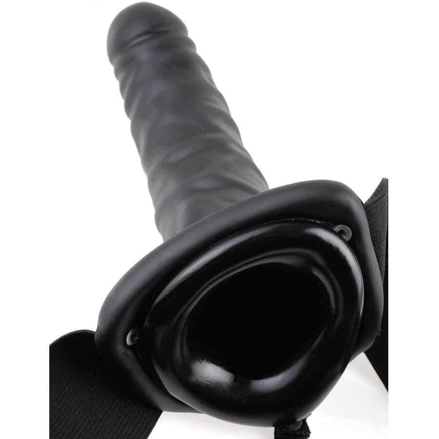 IMBRACATURA CON DILDO CAVO VIBRANTE FETISH FANTASY - 19 CM - CINTURINO NERO