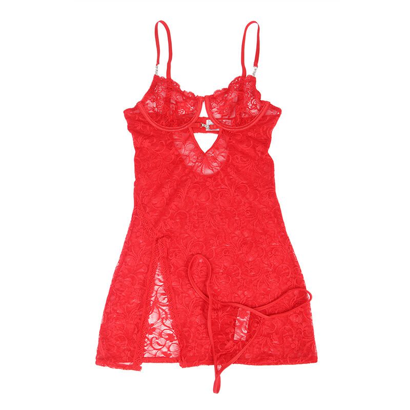 SUBBLIME - 954208 BABYDOLL IN PIZZO CON SPALLINE REGOLABILI ROSSO S/M