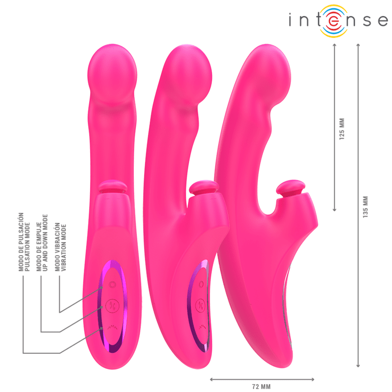 INTENSE - EMI VIBRATORE 13,5 CM MULTIFUNZIONE 3 IN 1 10 VIBRAZIONI ROSA