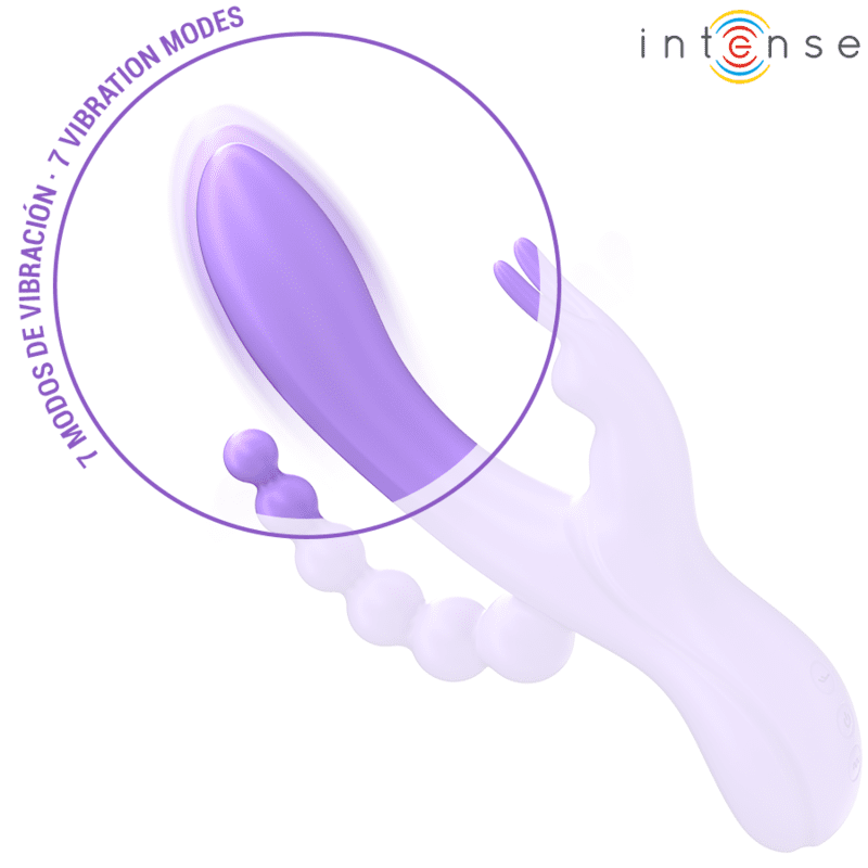 INTENSE - MIKO VIBRATORE TRIPLO CONIGLIO  STIMOLATORE  ANALE 7 VIBRAZIONI VIOLA