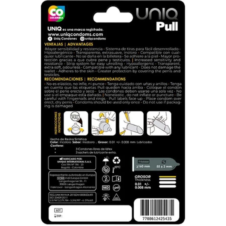 UNIQ PULL FREE LATEX 3UDS
