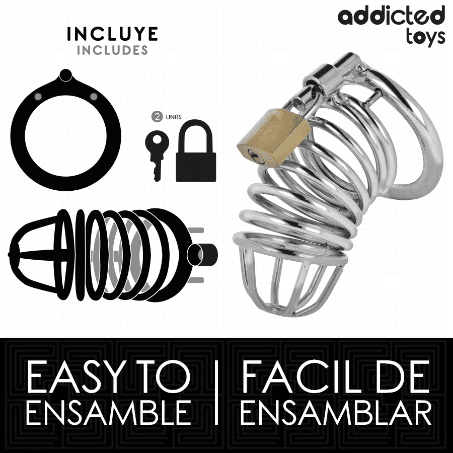 ADDICTED TOYS LOCKED - GABBIA PER PENE IN METALLO CON CELLULE DI FERRO 4 CM TAGLIA S