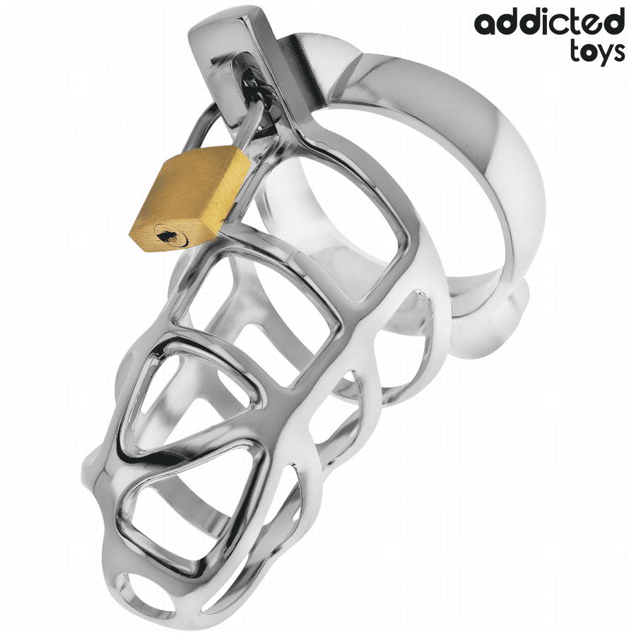ADDICTED TOYS LOCKED - GABBIA PER PENE CON SERRATURA IN ARGENTO TAGLIA M