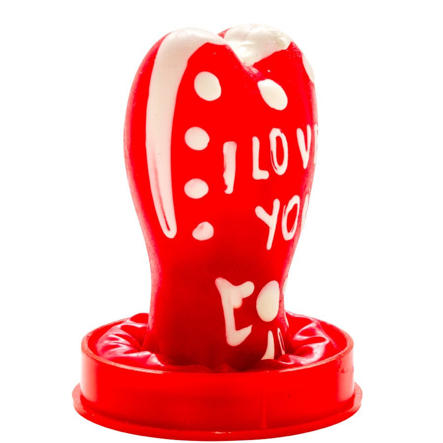 CONDOMERIE - PRESERVATIVI NOVITÀ DIPINTI A MANO CUORE - MODELLO I LOVE YOU 1