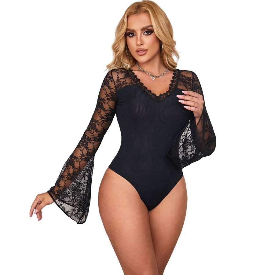 BODY SENSUALE CON MANICHE LUNGHE IN PIZZO SUBLIME L/XL