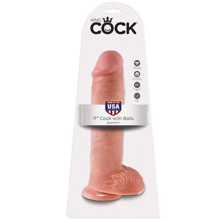 KING COCK 11 "PENE COLOR CARNE CON PALLINE 28 CM