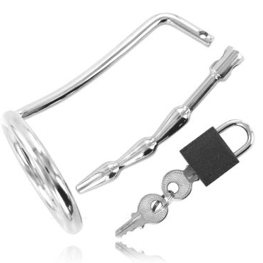 ANELLO DI PENE DI CASTITÀ DURO IN METALLO URETRALE