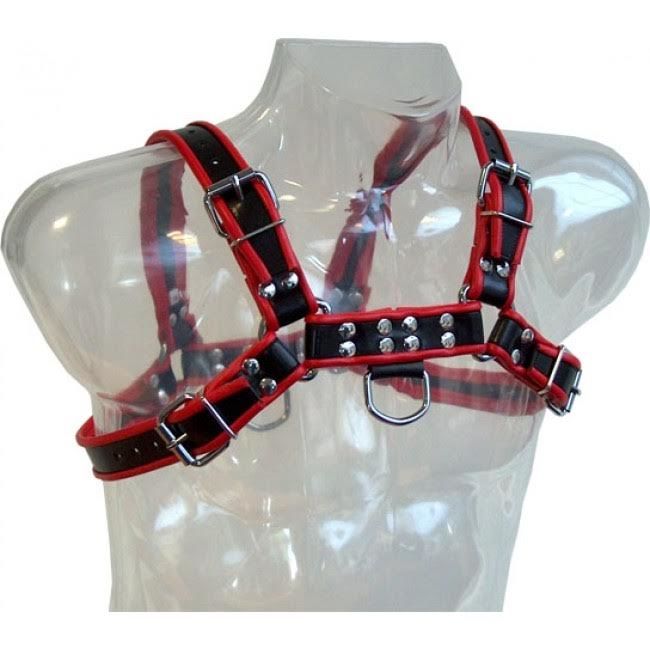 BODY CATENA IN PELLE IMBRACATURA III NERO / ROSSO
