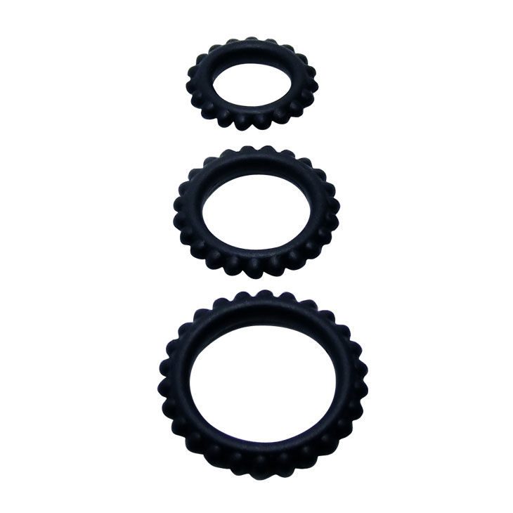 SET 3 ANELLI FALLICI BAILE TITAN - NERI - 2.8 + 2.4 + 1.9 CM