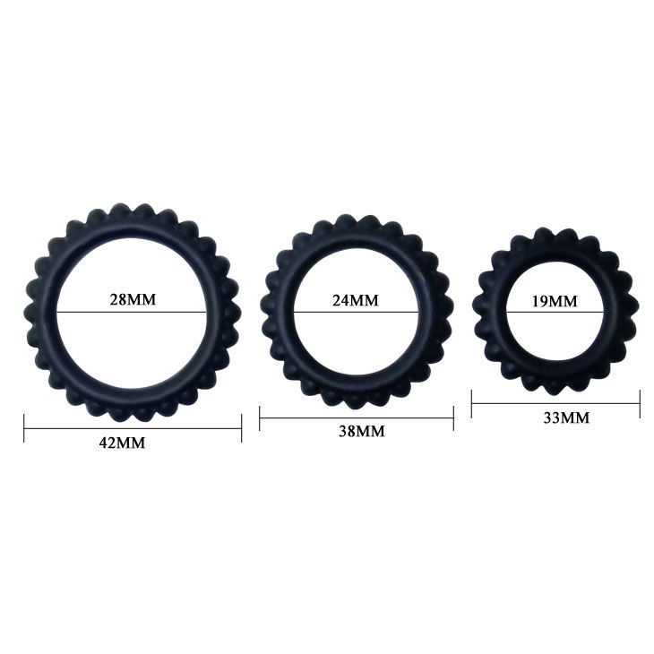 SET 3 ANELLI FALLICI BAILE TITAN - NERI - 2.8 + 2.4 + 1.9 CM