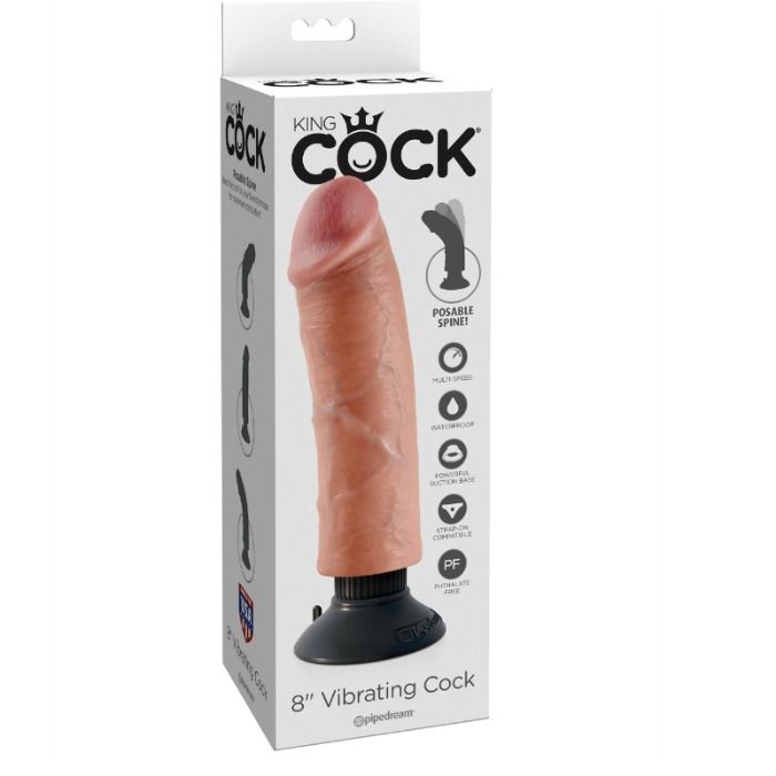 KING COCK 20,32 CM VIBRANTE PENE COLOR CARNE