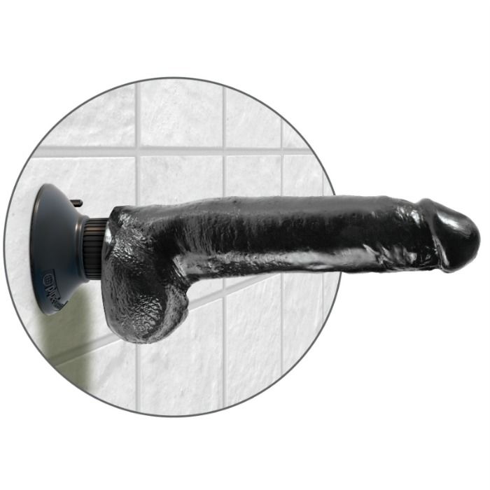 DILDO VIBRATORE KING COCK CON TESTIANOS 23 CM NERO
