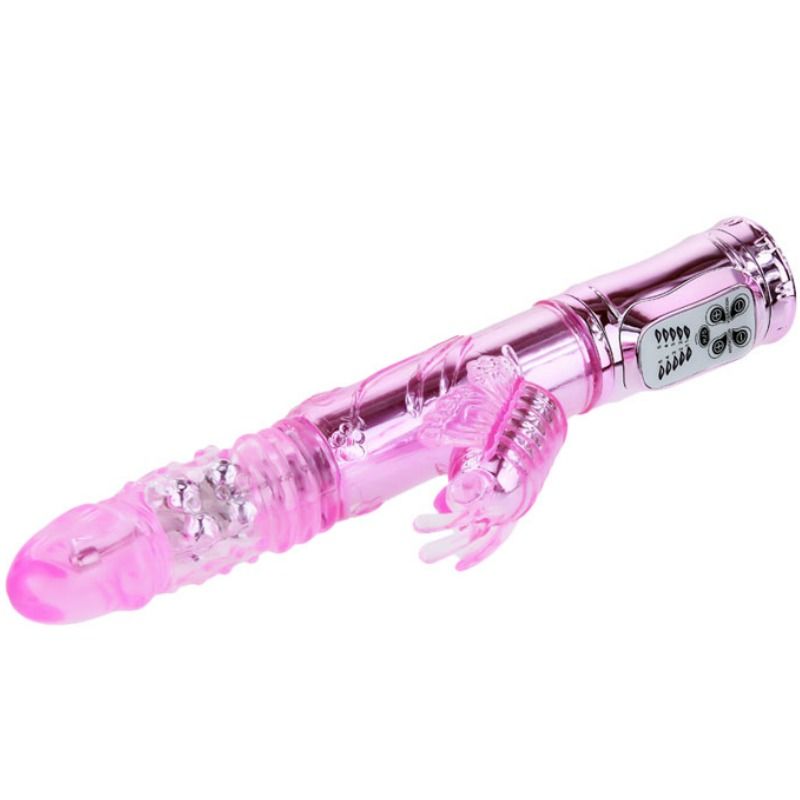 VIBRATORE RICARICABILE CON ROTAZIONE E STIMOLATORE BUTTERFLY