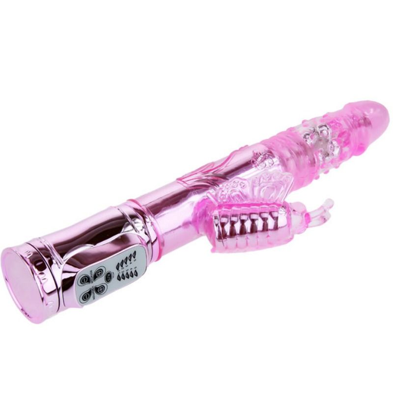 VIBRATORE RICARICABILE CON ROTAZIONE E STIMOLATORE BUTTERFLY