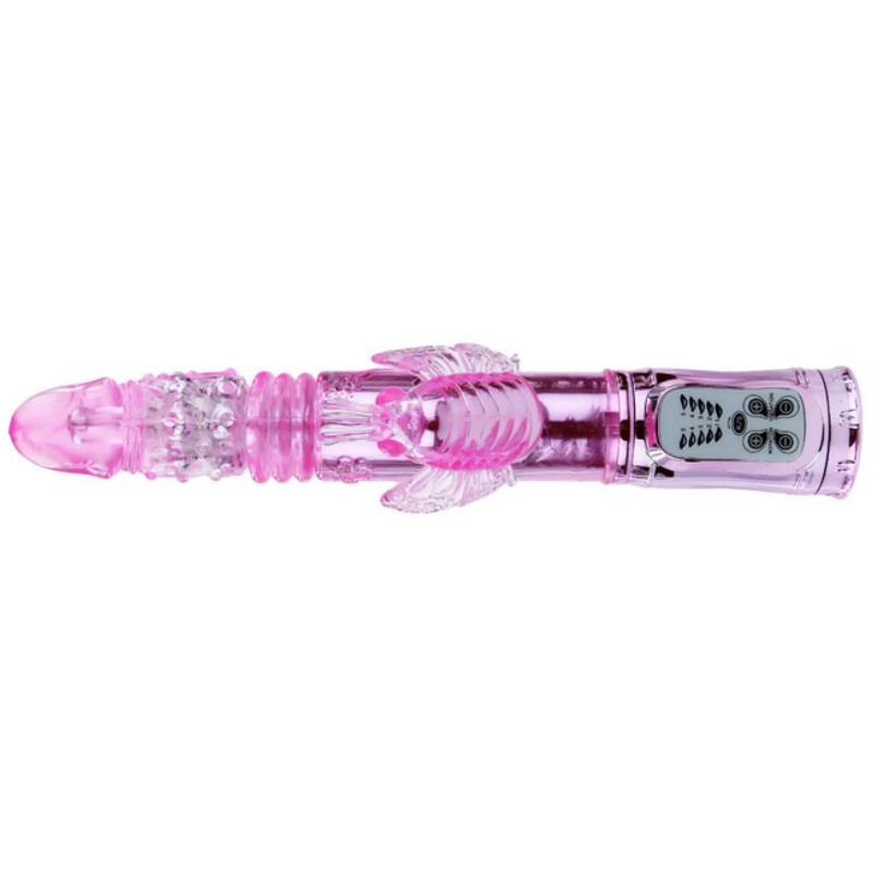 VIBRATORE RICARICABILE CON ROTAZIONE E STIMOLATORE BUTTERFLY