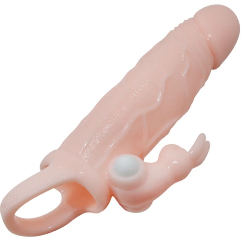 BRAVE MAN FUNDA PENE CON RABBIT VIBRATORE 16.5 CM NATURALE
