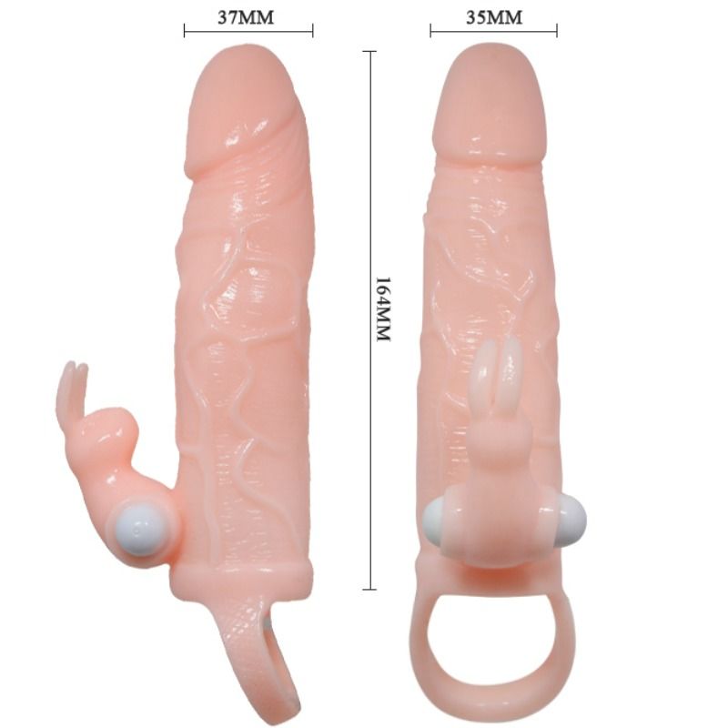 BRAVE MAN FUNDA PENE CON RABBIT VIBRATORE 16.5 CM NATURALE