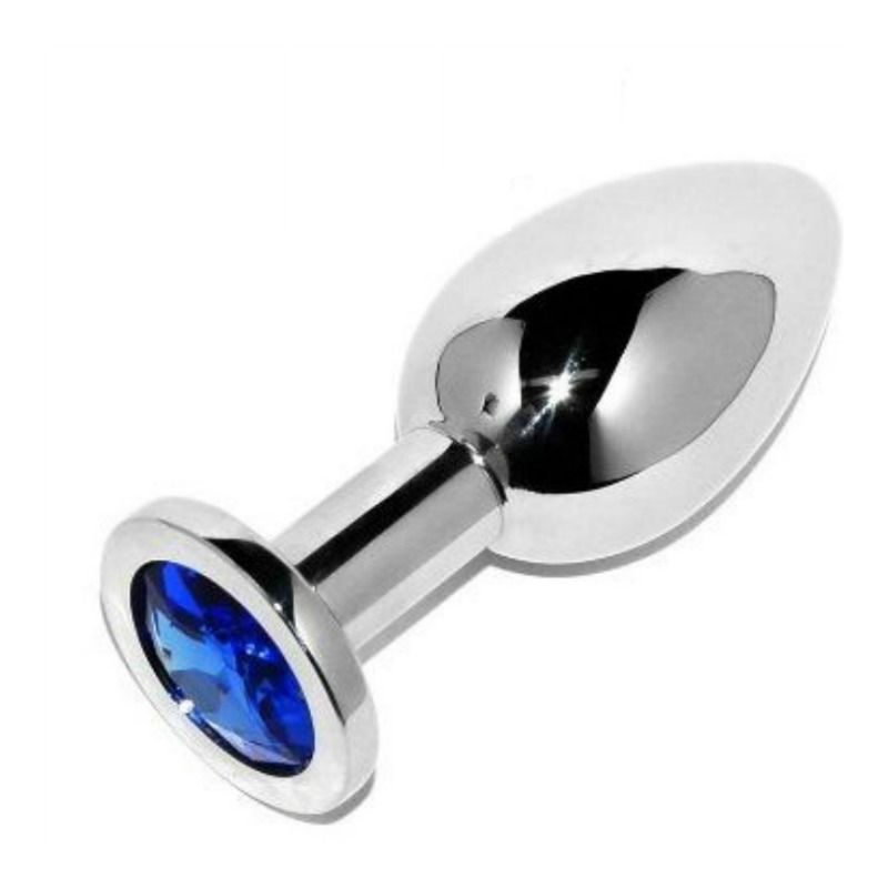 PLUG ANALE METALLICA CON DIAMANTE BLU PICCOLA 5.71CM