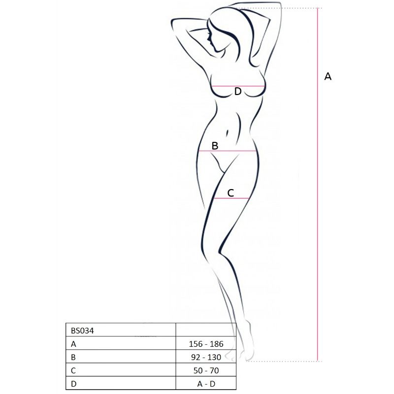 PASSION WOMAN BS034 BODYSTOCKING BIANCO TAGLIA UNICA
