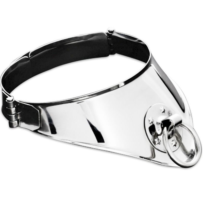 COLLARE ACCIAIO INOX CON ANELLO E SERRATURA 12,5 CM