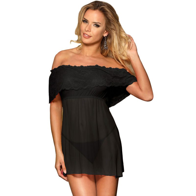 SUBLIME VESTIDO CORTO + TANGA NERO S/M
