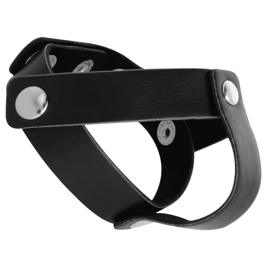ANELLO PENE BASE TESTICOLI IN PELLE NERA