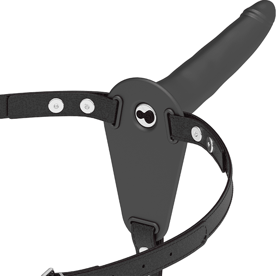 IMBRACATURA CON VIBRATORE NERO FETISH SUBMISSIVE - 15CM