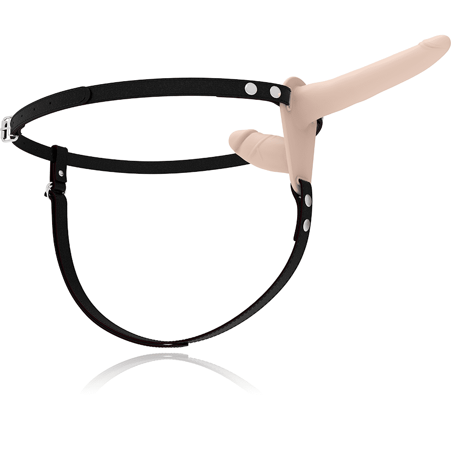 IMBRACATURA CON DOPPIO DILDO PER DOPPIA PENETRAZIONE FETISH SUBMISSIVE VIBRATORE FLESH UP