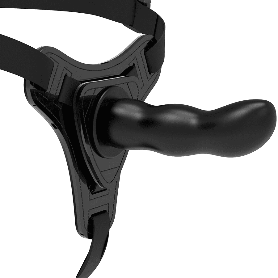 IMBRACATURA CON DILDO IN SILICONE NERO FETISH SUBMISSIVE - PUNTO G 16CM