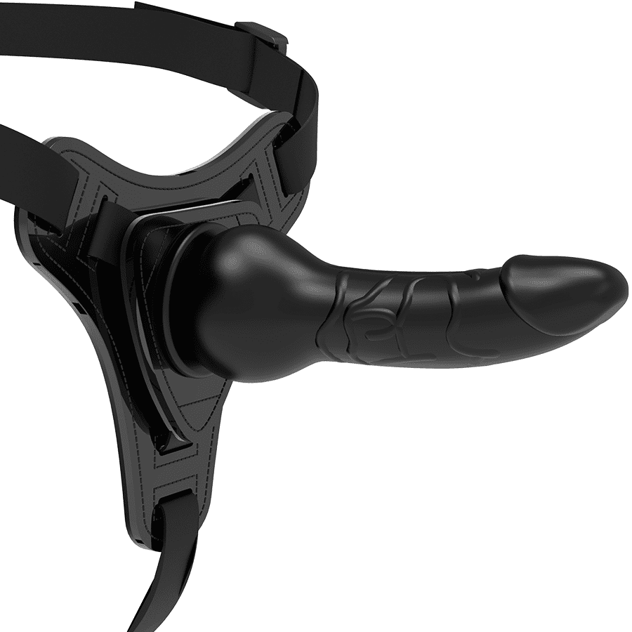 IMBRACATURA CON DILDO IN SILICONE NERO FETISH SUBMISSIVE - 16CM