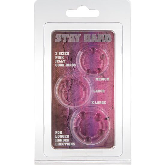 SET 3 ANELLI PENE BASE TESTICOLI SEVENCREATIONS - ROSA